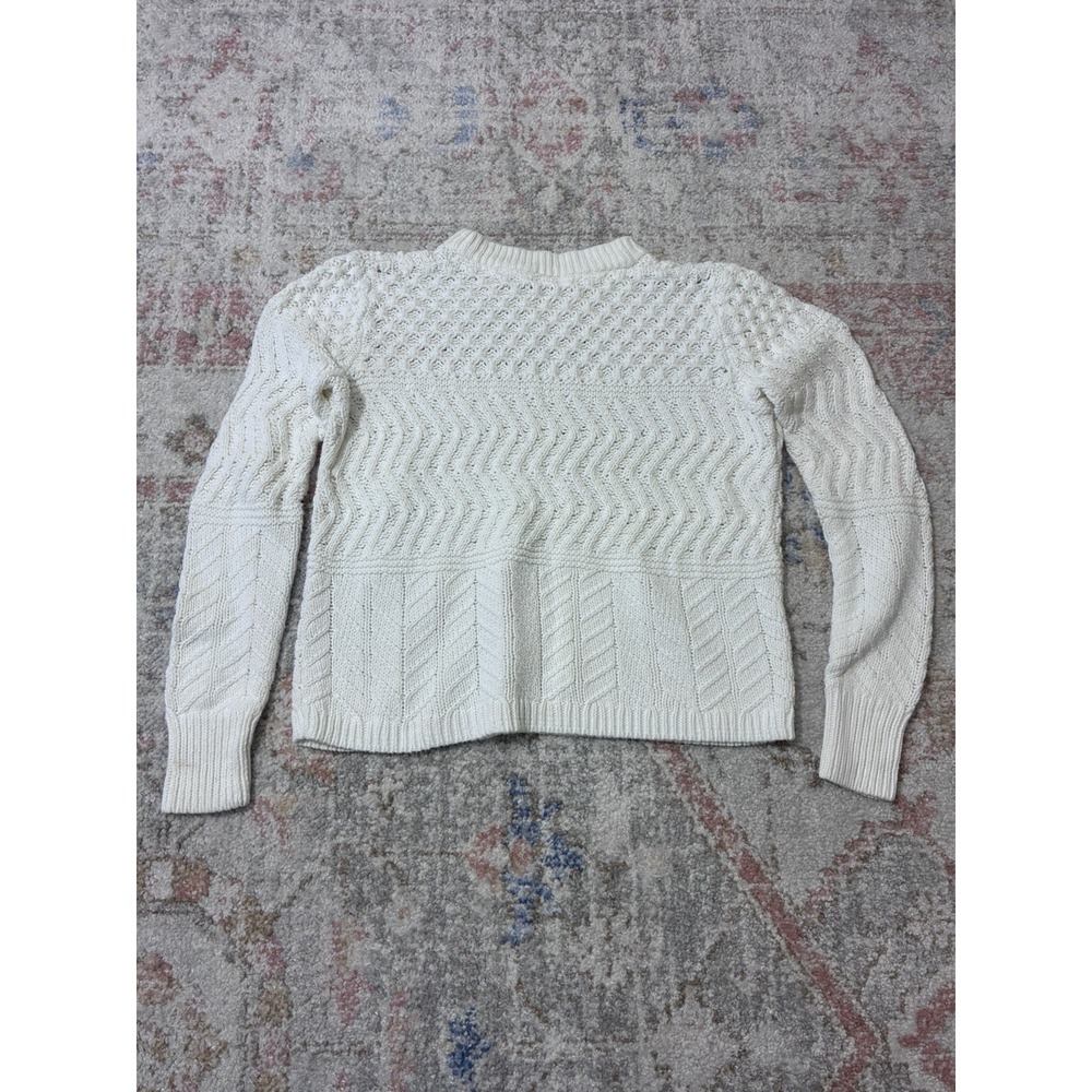 Fisherman Cable Knit Crewneck Cropped Women's Chunky Knit Sweater Size Small - Picture 7 of 7